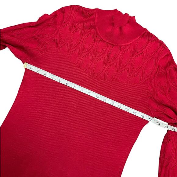 Jessica Simpson Women’s Vibrant Red Cable Knit Sweater Size XL - Picture 7 of 11